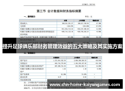 提升足球俱乐部财务管理效益的五大策略及其实施方案